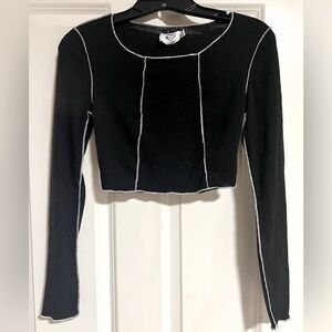 NWOT Princess Polly Black Waffle Knit Crop - S